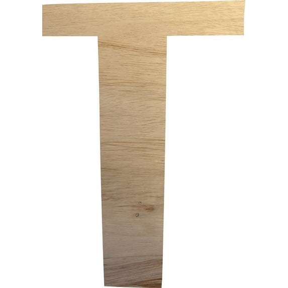 Wooden Letter (T) Unfinished Craft, 12'' Tall Alphabet Wood Letter DIY, Paintbale Icebold Font