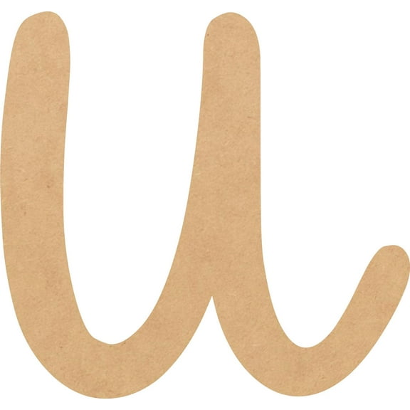 Wooden Letter (U) Unfinished Craft, 14'' Tall Paintable DIY, Script Bright Candy Font