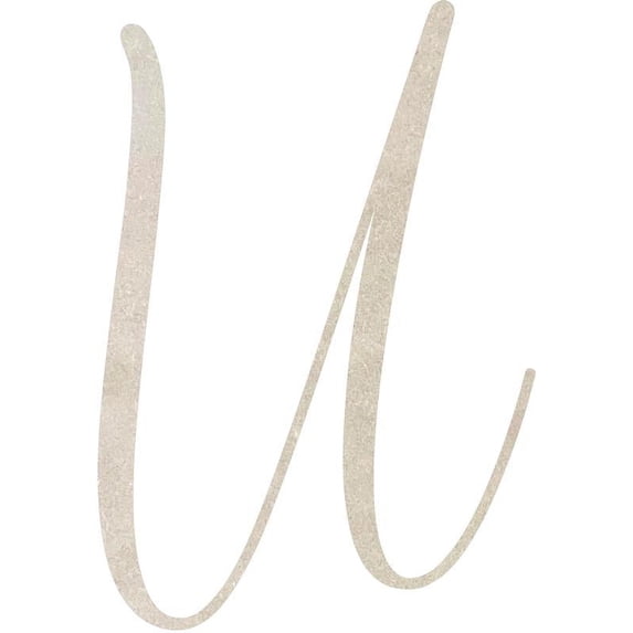 Wooden Letter (U) Unfinished Craft, 6'' Tall Paintable DIY, Script Rebeca Font