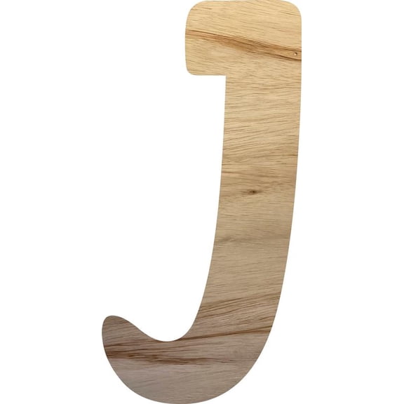 Wooden Letter Unfinished J, Paintable 14'' Tall Small Wood Letter DIY