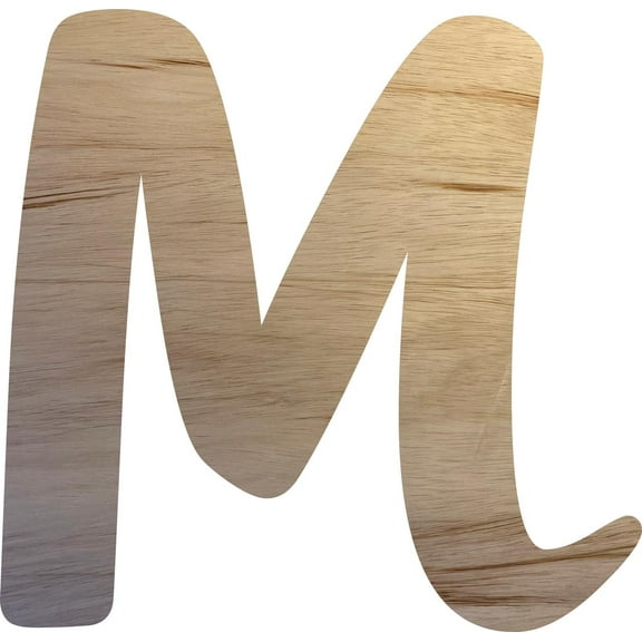 Wooden Letter Unpainted M, Wood Craft 8'' Tall Alphabet A-Z Letter