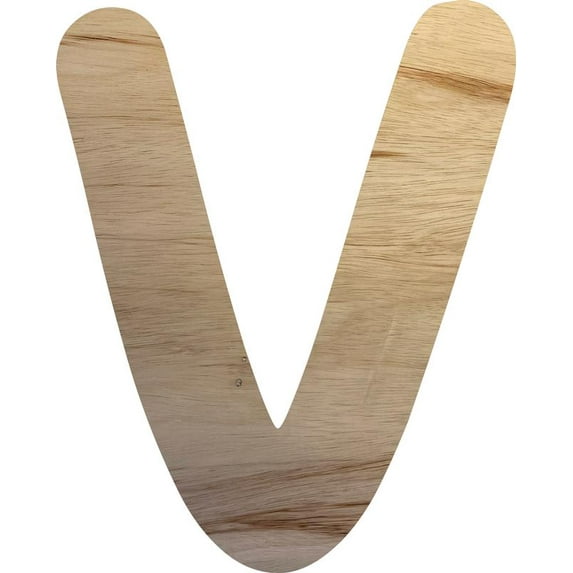 Wooden Letter V, Blank Craft Paintable 15'' Wall Hanging Wood Alphabet Letter, Shadow Beamer