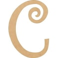 thumbnail image 1 of Wooden Letters Cheap, Unfinished 14'' Tall Curlz C, Alphabet Small MDF Shape, 1 of 5