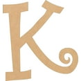 thumbnail image 1 of Wooden Letters Cheap, Unfinished 14'' Tall Curlz K, Alphabet Small MDF Shape, 1 of 5