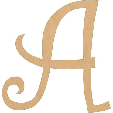 Wooden Letters Cheap, Unfinished 4'' Tall Curlz A, Alphabet Small MDF Shape