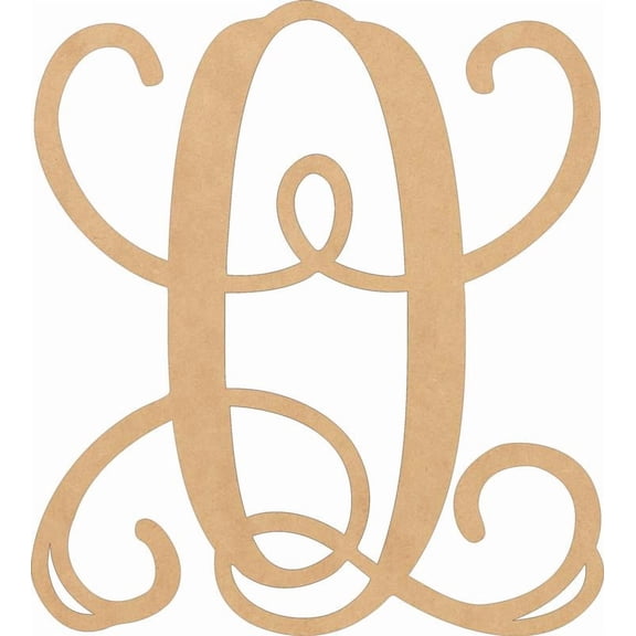Wooden Letters Craft, Unfinished 4'' Tall Vine Q, Alphabet Small MDF Shape