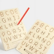 Wooden Letters Practicing Board, Double-Sided Alphabet Tracing Tool Learning to Write ABC Educational Toy Game Fine Motor Montessori Gift for Preschool 3 4 5 Years Old Kids