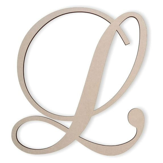 Wooden Letters by | Wooden Letters for Wall Decor | Wooden Letters to Decorate Wall | Cursive Wooden Letters | Laser Cut Wood Letters | 14" Long x 1/4" Thick - Script Letter L