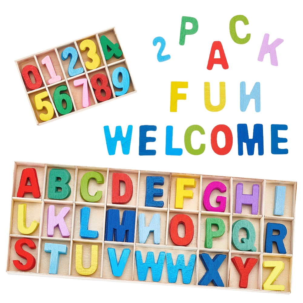 Wooden Letters and Numbers 156pcs Wooden Counting Uppercase Symbols ...