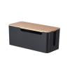Wooden Lid Cable Management Box - Cord Organizer Box for Power Strips & Extension Cords, Wire Concealer Hider Box for TV, Computer, Router Wires, Office and Home Desk Cable Tidy Storage Solution