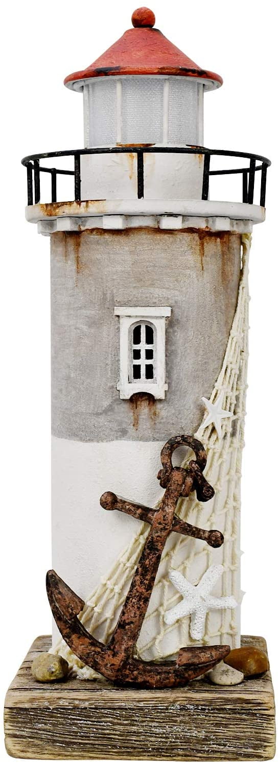Wooden Lighthouse Decor with Light, Decorative Nautical Lighthouse ...
