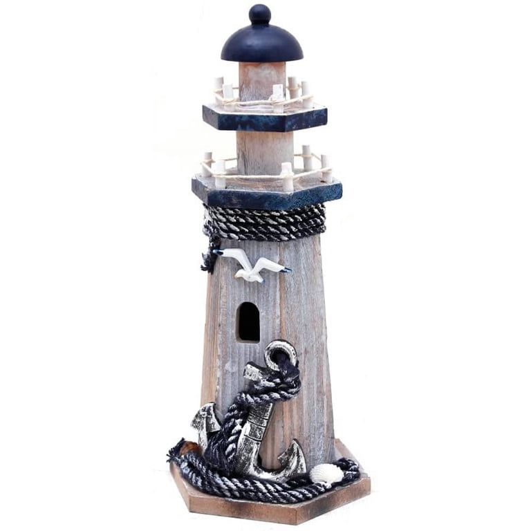 Lighthouse Centerpieces COTA Global White Wooden Lighthouse Decor