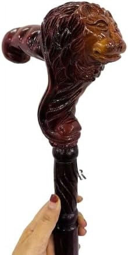 Wooden Walking Lion Stick Solid Vintage Designer Lion Head Wooden Cane Antique Style Canes For Men Cane Walking Stick Black Wood