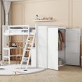 thumbnail image 1 of Wooden Loft Bed with Wardrobe, High Loft Beds Frame with U-Shpaed Desk and Shelves, Multifunctional Bedframe for Boys, Girls Bedroom, 1 of 9