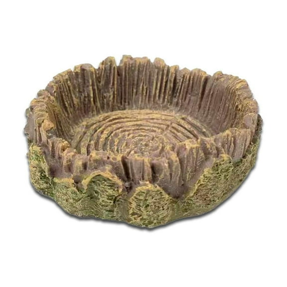 Wooden Log Turtle Stand, Nature-Mimicking Design, Built-In Food Bowl & Auto Sipper, Easy to Clean, Suitable for Turtles/Lizards