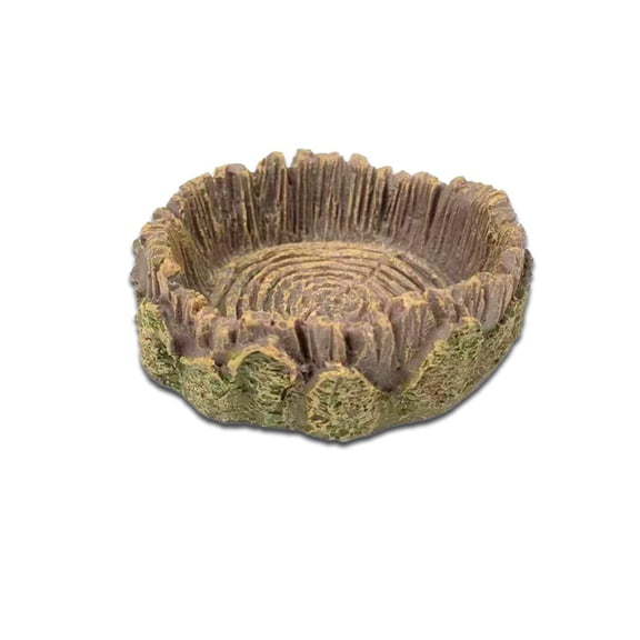 Wooden Log Turtle Stand with Food Bowl, Auto Sipper Water Dispenser for Turtles Lizards Reptile Habitat Decor