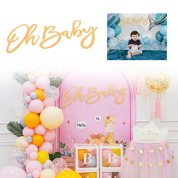 Wooden Logo Gold Painted Party Banner Backdrop Party Decorations Boy/Girl Decorations Gender Reveal Backdrop Party Photography Background