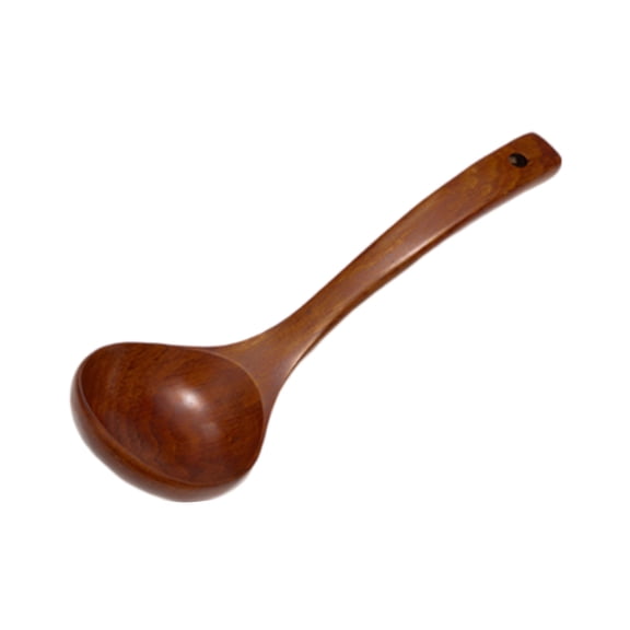 Wooden Long Handle Spoon For Soup Deep Serving Spoon Large Kitchen Teak For Cookware Versatile Utensil 10 Inch Smooth Finish Lightweight Natural Texture