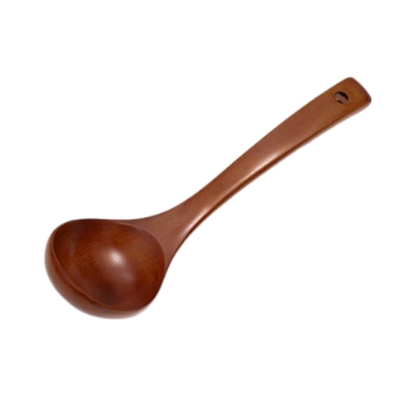 Wooden Long Handle Spoon For Soup Deep Serving Spoon Large Kitchen Teak For Cookware Versatile Utensil 10 Inch Smooth Finish Lightweight Natural Texture