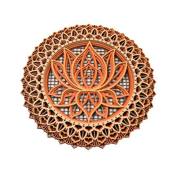Wooden Lotus Flowers Mandala Wall Art Multilayered Wall Hanging Decorations