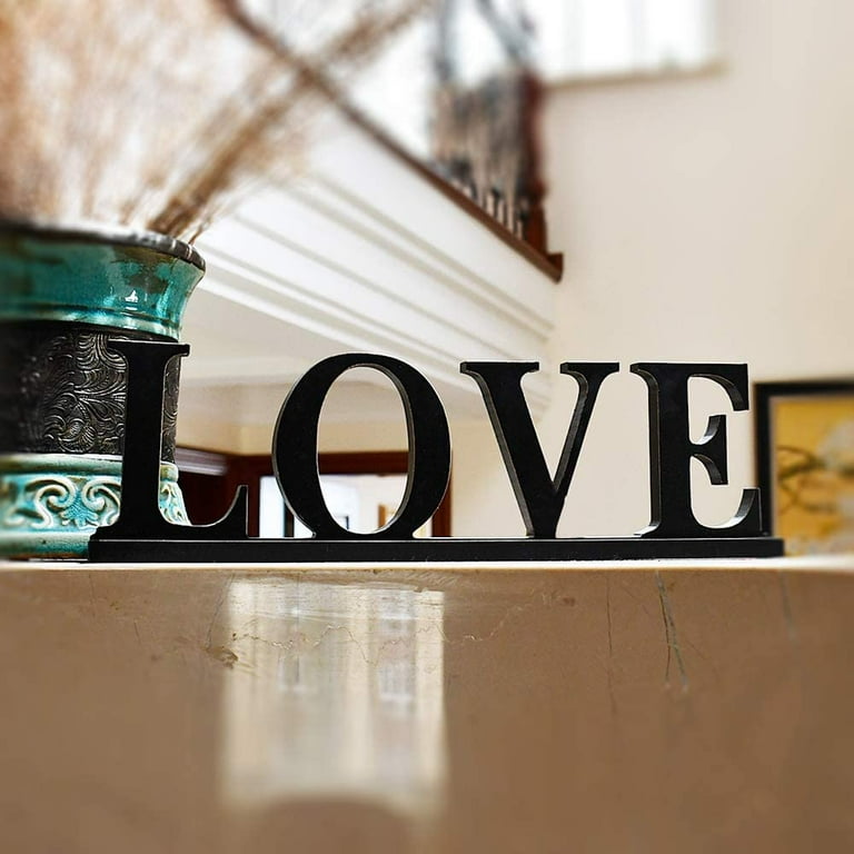  4 Pcs Rustic Wood Love Family Home Welcome Sign Teal Decorative  Wooden Letters Sign Freestanding Wooden Cutout Letters Wood Word Wall Decor  Sign for Home Table Shelf Kitchen Decor (16