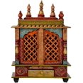 thumbnail image 1 of Wooden MDF Ethnic Rajisthani Multi Colored Temple / Devghar / Pooja Mandap / Indian Hindu Pooja Temple / Wall Hanging And Table Top Mandir, 1 of 3