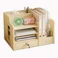 thumbnail image 1 of Wooden Magazine File Holder with Drawers and Pen Holder for Documents and Books, 1 of 8