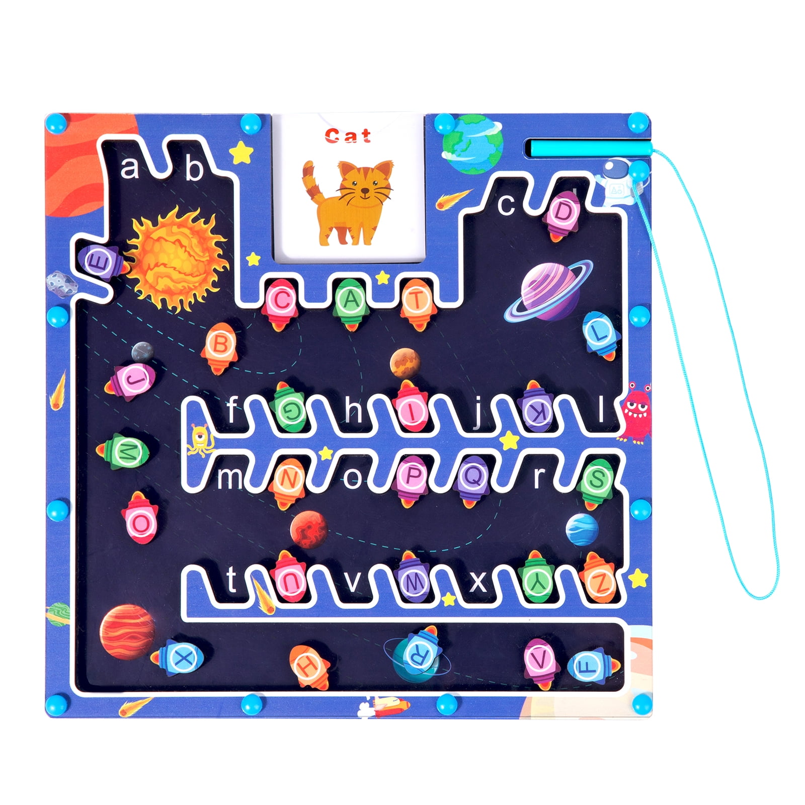Meponn Magnetic Maze Alphabet Learning Toy Space Theme Fine Motor Skill ...