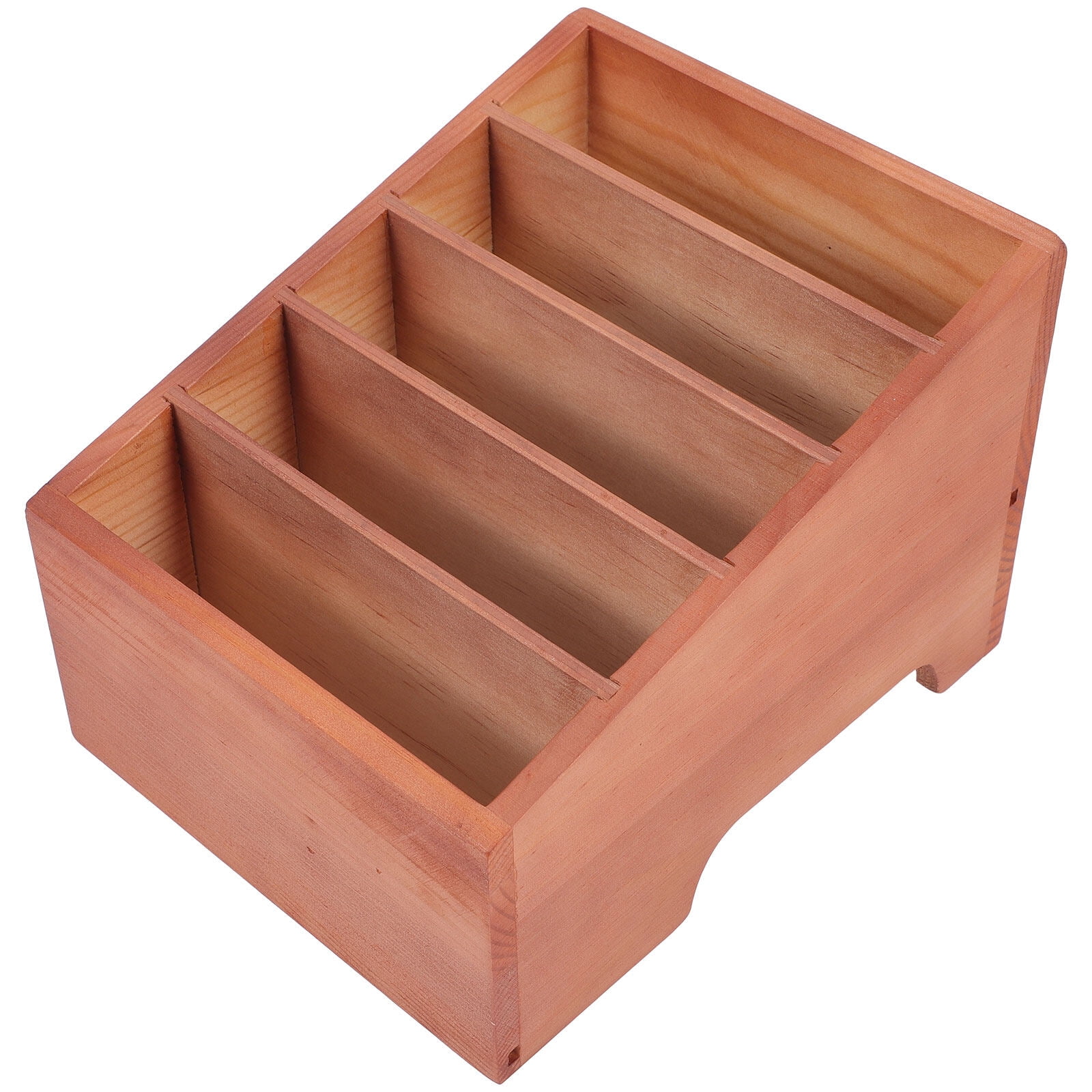 Wooden Makeup Organizer Box 5 Compartments Rustic Phone Holder