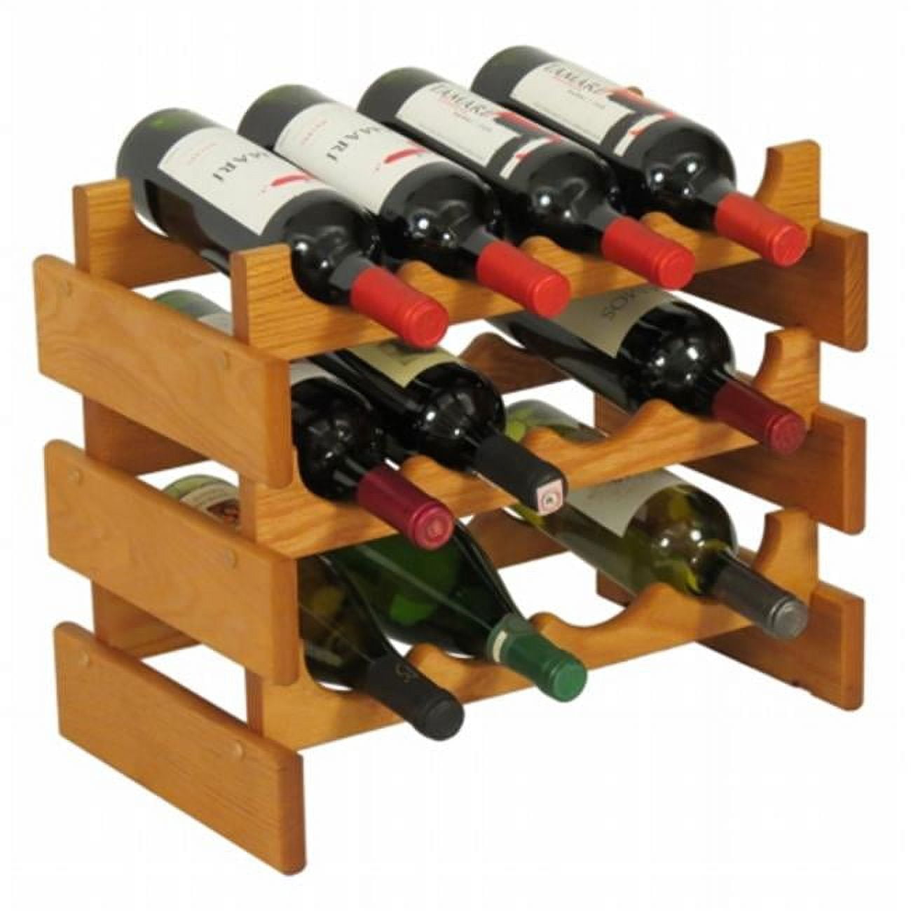 Natural Solid Oak 12 Bottle Floor Wine Rack