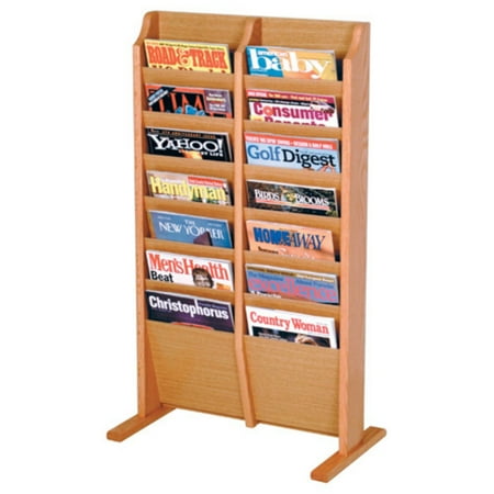 Wooden Mallet 14 Pocket Magazine Rack in Light Oak