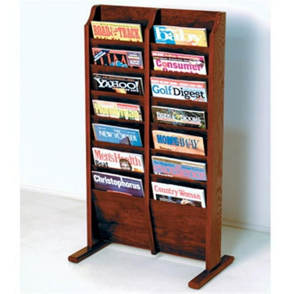 Wooden Mallet 14 Pocket Magazine Rack in Mahogany