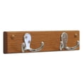 thumbnail image 1 of Wooden Mallet 2 Hook Wall Coat Rack Rail in Medium Oak and Nickel, 1 of 2