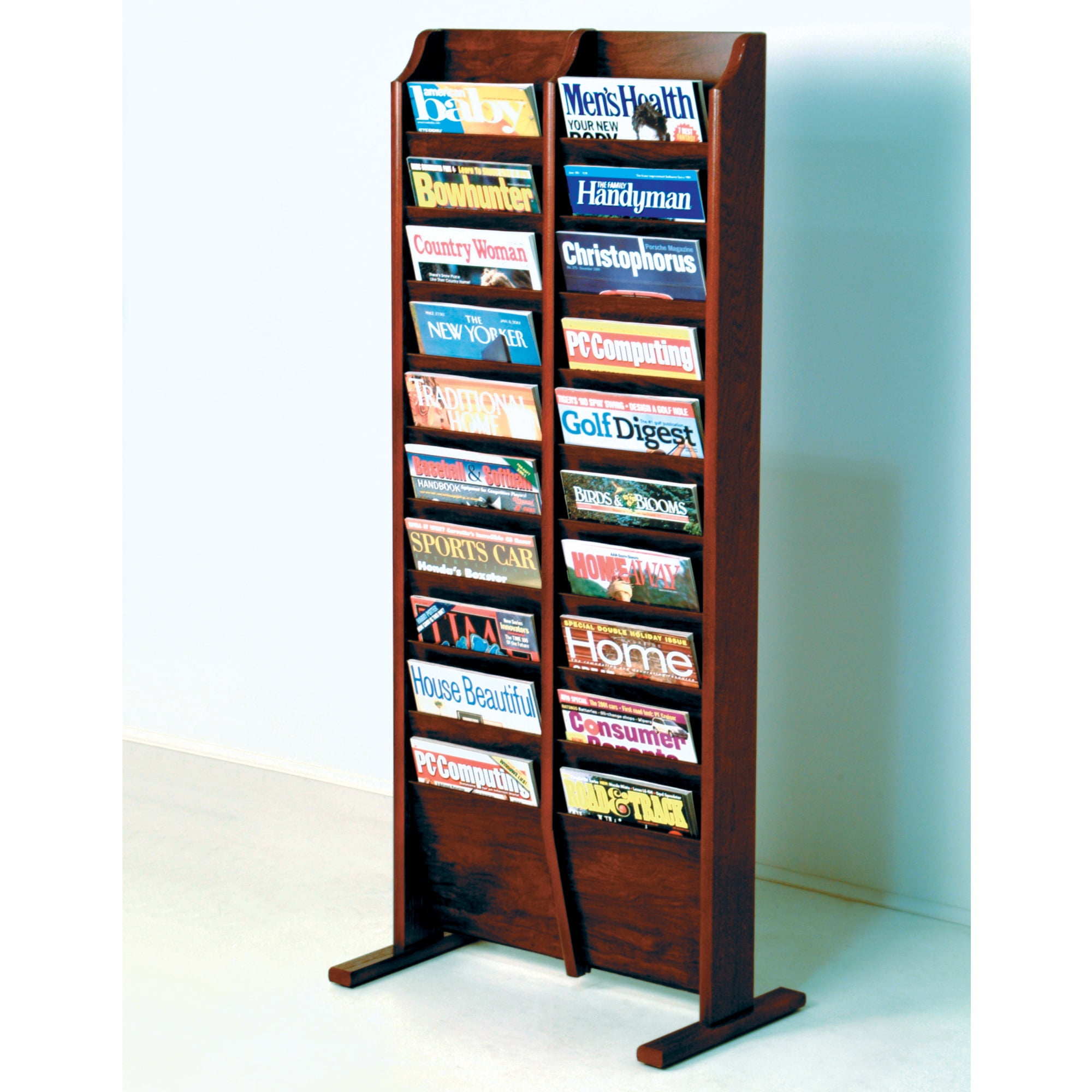 Wooden Mallet 20 Pocket Magazine Rack in Mahogany