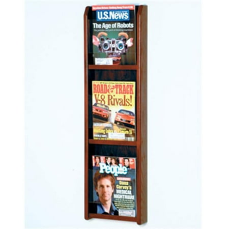 Wooden Mallet 3 Pocket Magazine wall Display in Mahogany
