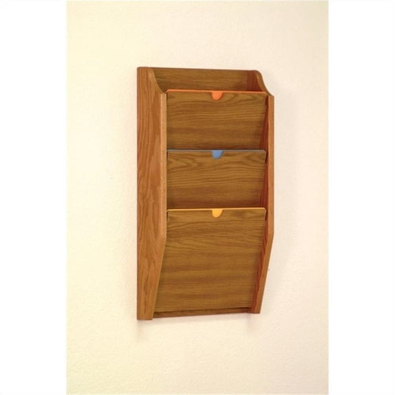 Wooden Mallet 3-Pocket Privacy Chart Holder, HIPAA Compliant, Letter Size, Medium Oak
