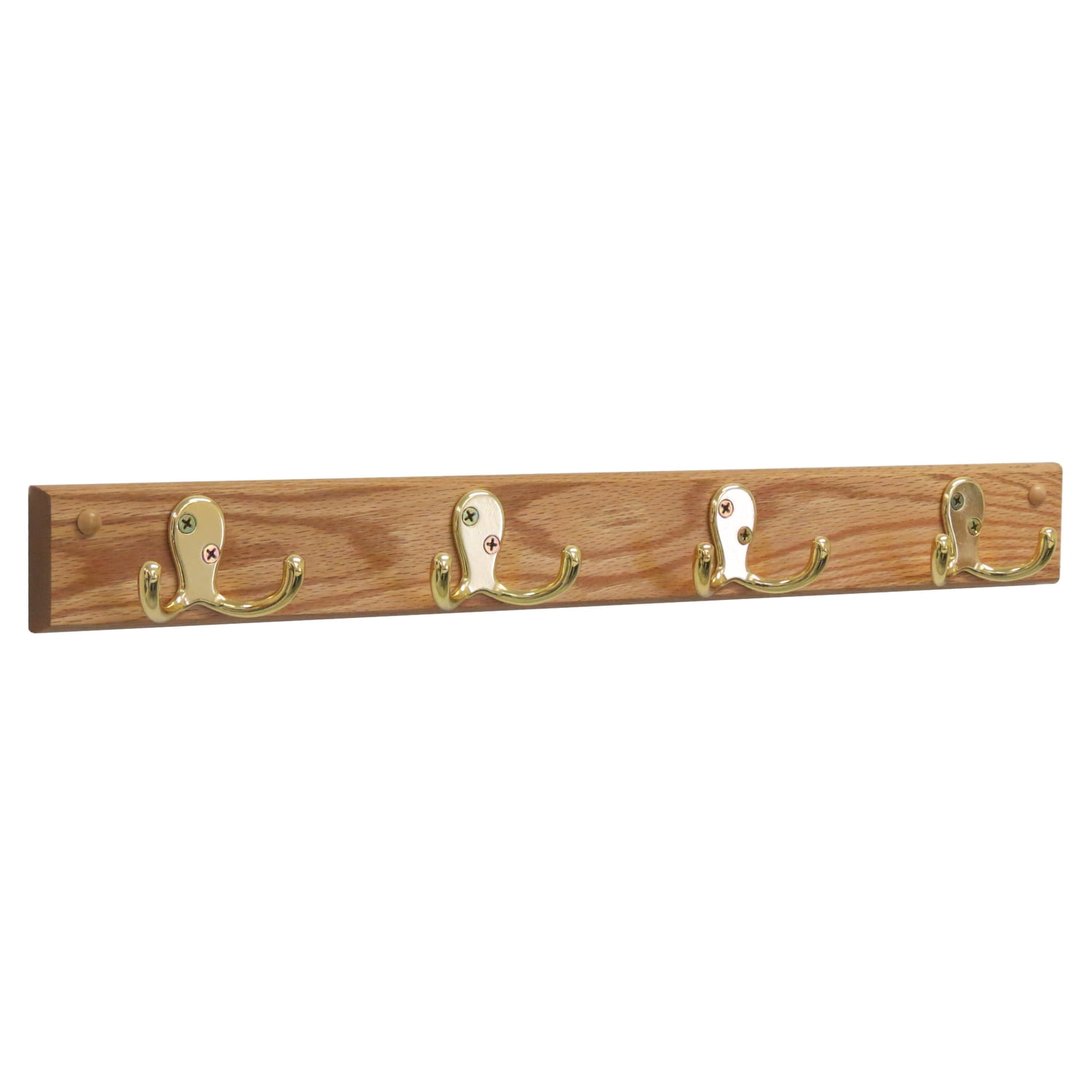 Wooden Mallet 4 Hook Wall Coat Rack Rail in Light Oak and Brass ...