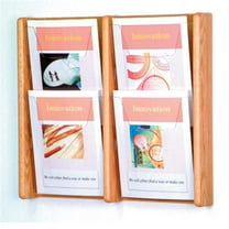 Wooden Mallet 4 Pocket Acrylic and Oak wall Display in Light Oak