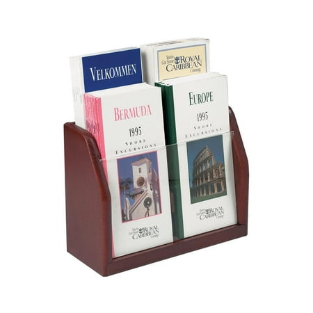 Wooden Mallet 4 Pocket Brochure Display in Mahogany