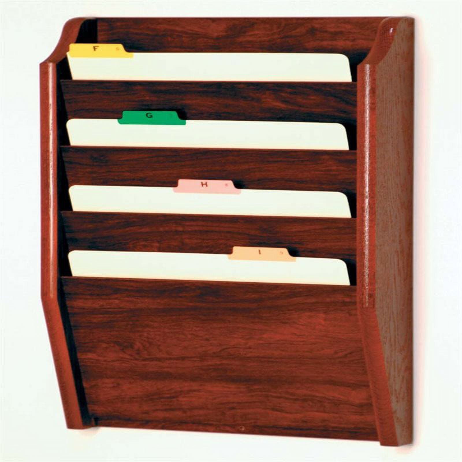Wooden Mallet 4 Pocket Legal Size Wall File Holder in Mahogany