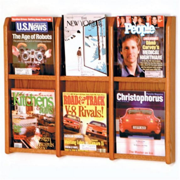 Wooden Mallet Divulge 6 Magazine Wall Display - Medium Oak