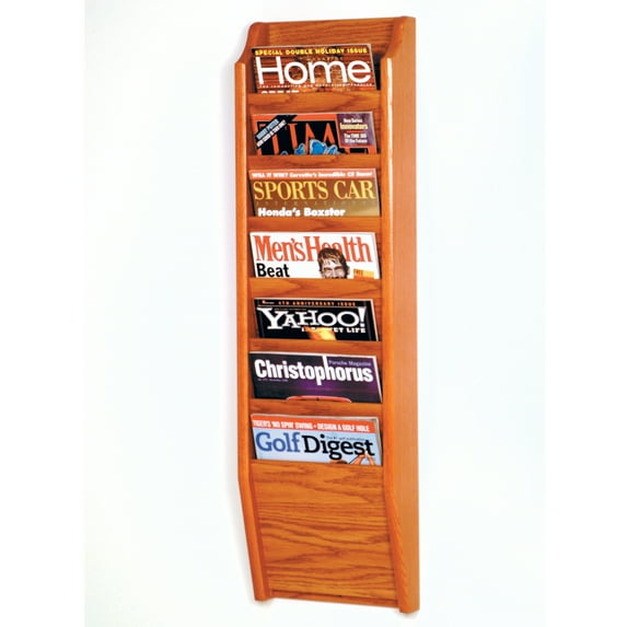 Wooden Mallet 7 Pocket Magazine wall Rack in Medium Oak