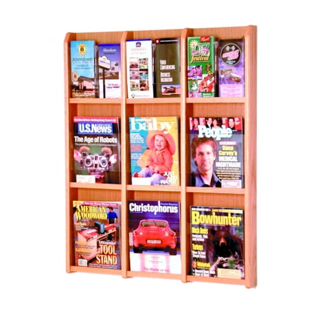 Wooden Mallet 9 Magazine & 18 Brochure Oak and Acrylic wall Display - Light Oak