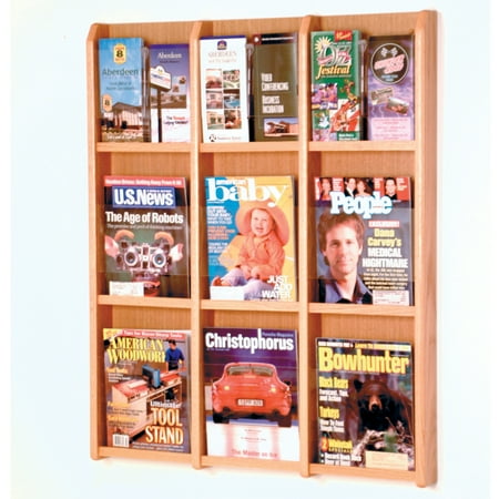 Wooden Mallet 9 Magazine & 18 Brochure Oak and Acrylic wall Display - Light Oak
