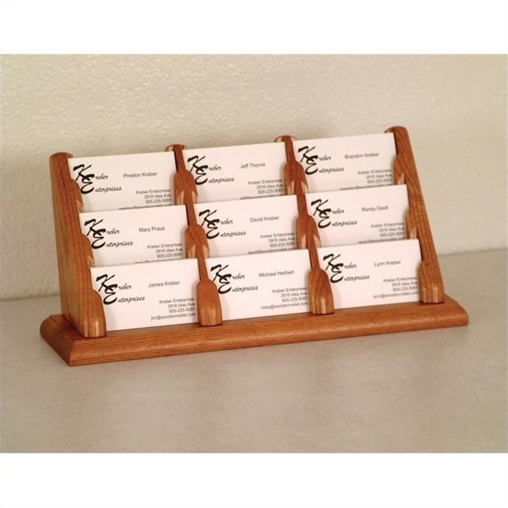 Wooden Mallet 9 Pocket Business Card Holder in Medium Oak