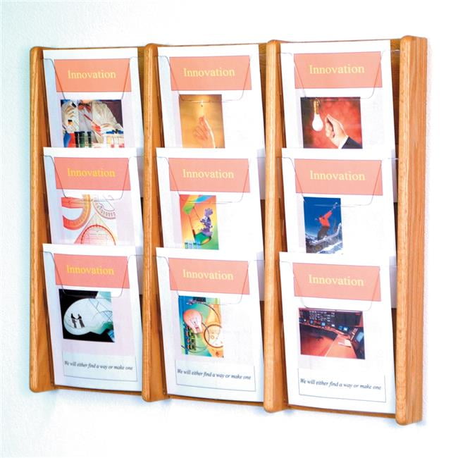 Wooden Mallet AC26-9BH 3 x 3 in. Stance 9 Pocket Wall Display - Black, Mahogany & Light Oak