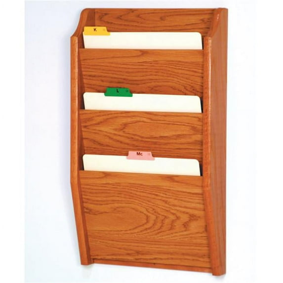 Wooden Mallet 3 Pocket Letter Size File Holder , Black/Medium Oak
