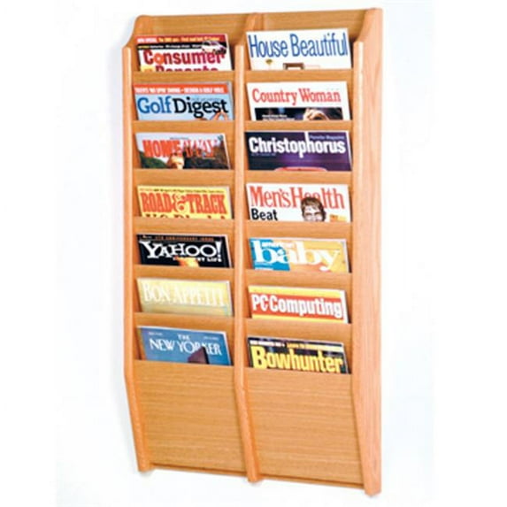 Wooden Mallet Cascade 14 Pocket Magazine Rack in Light Oak
