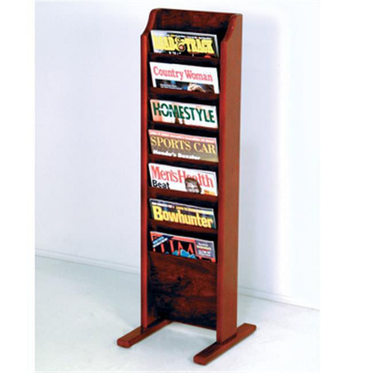 Wooden Mallet Cascade Free Standing 7 Pocket Magazine Rack in Mahogany