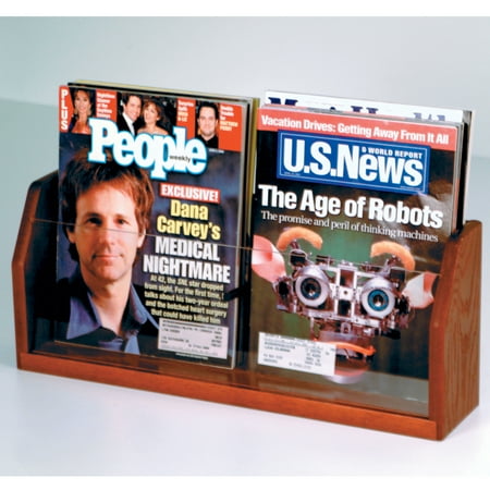 Wooden Mallet Countertop Magazine Display with 2 Pockets in Mahogany